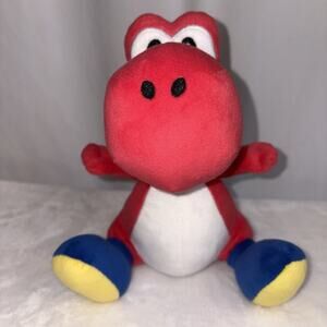 Yoshi Red Plush Stuffed Toy 8" Super Mario Brothers Nintendo 2018 EUC